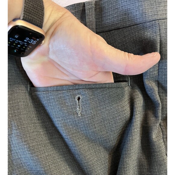 Ralph Ralph Lauren Charcoal Gray Micro Checks Pleated Cuffed Dress Pants 36 x 34 - Picture 5 of 13